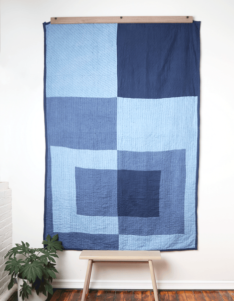 Linen Indigo Patchwork Throw Quilt