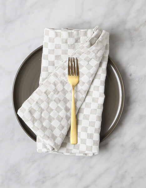 Checkered Linen Napkins in Natural