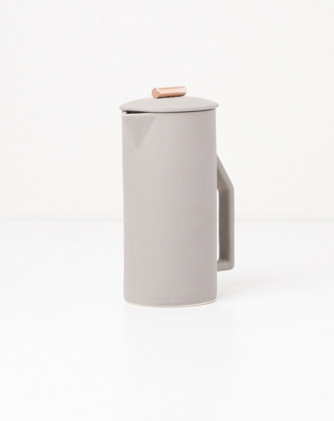 Stone Gray Ceramic and Brushed Silver French Press